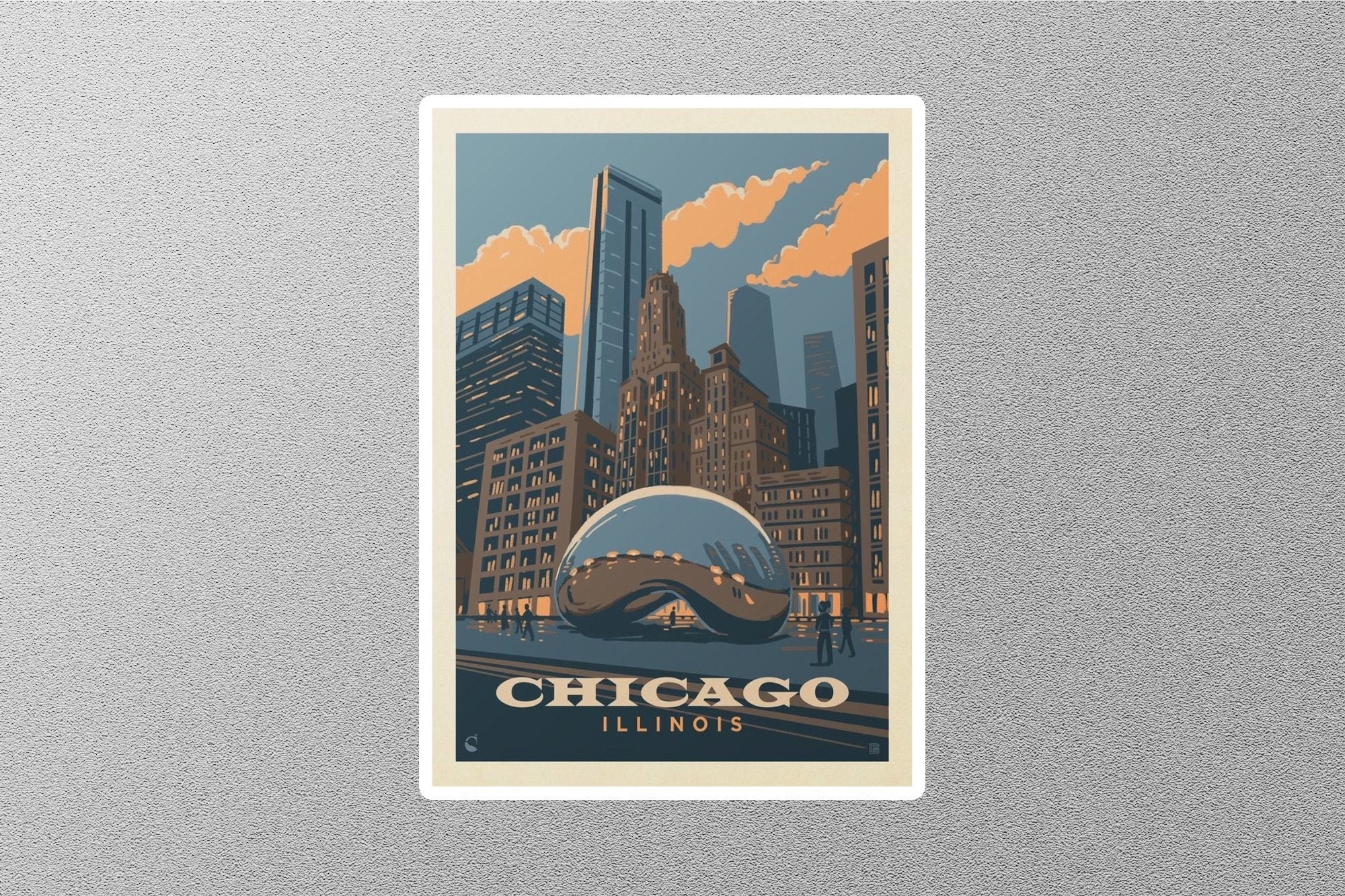 Printtoo Engraved Wooden Illinois Chicago City Fridge Magnet Souvenir Home  Decor 
