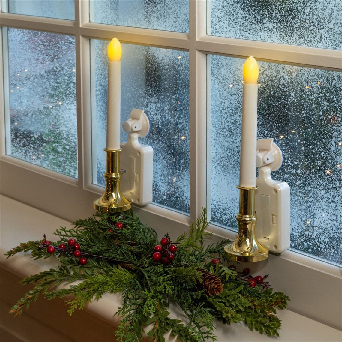 Solar LED Flameless Window Candles with Suction Cup Etsy