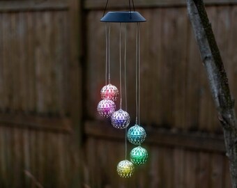 Solar Powered Wind Chime LED Solar Light Mobile Outdoor Hanging Ornament 