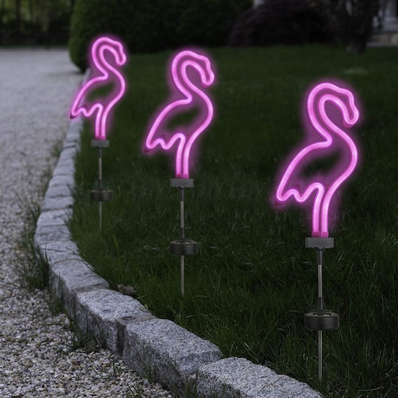 Mystisk foran Kilimanjaro Best Seller Solar LED Neon Pink Flamingo Friendly Garden - Etsy