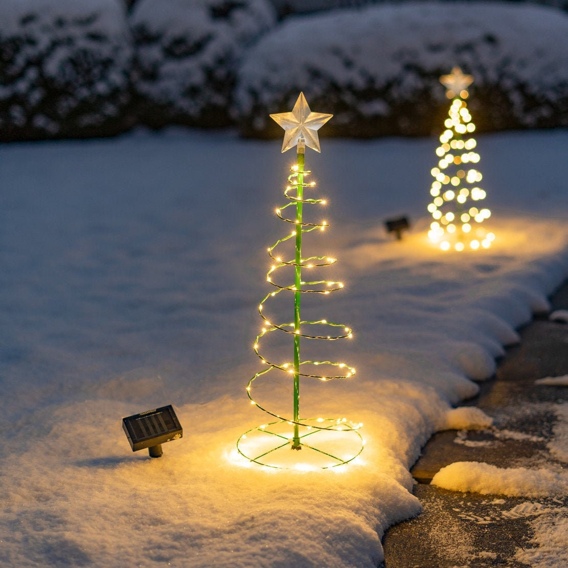 Solar Metal LED Christmas Tree Decoration String Lights Etsy Ireland