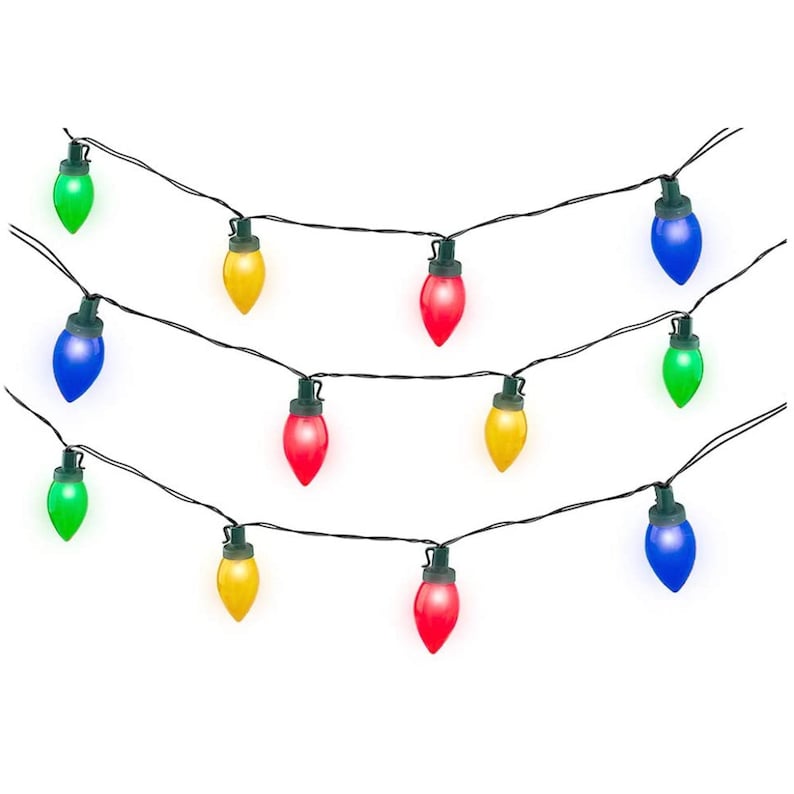 Solar LED Multicolored Christmas Holiday Bulb String Light Etsy