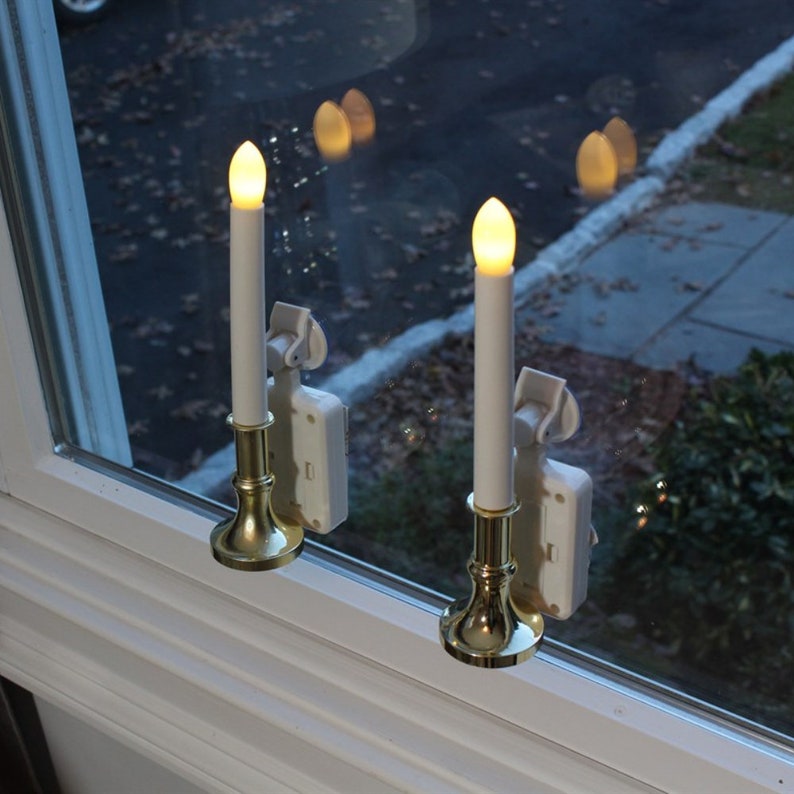 Solar LED Flameless Window Candles With Suction Cup Etsy