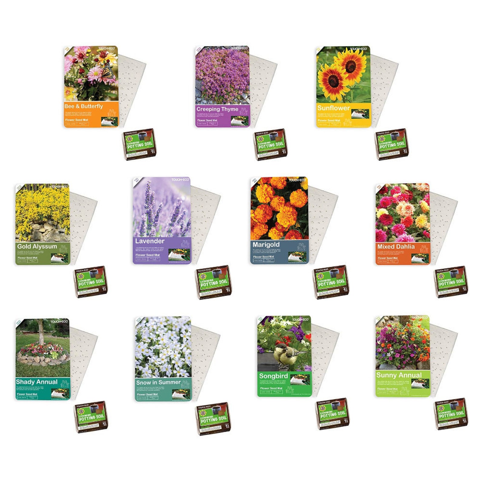 Organic Preseeded Flower Mat W/ Soil Bee & Butterfly Etsy