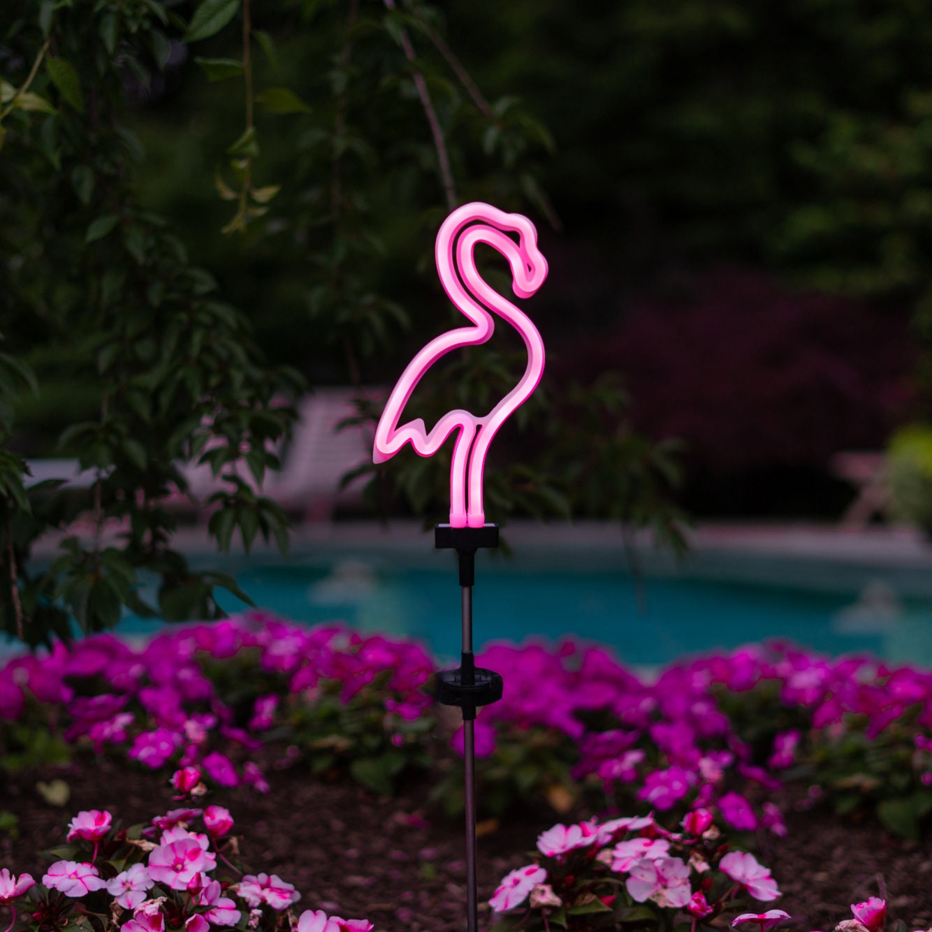 Solar LED Neon Pink Flamingo Garden Stake Light Beautiful | Etsy