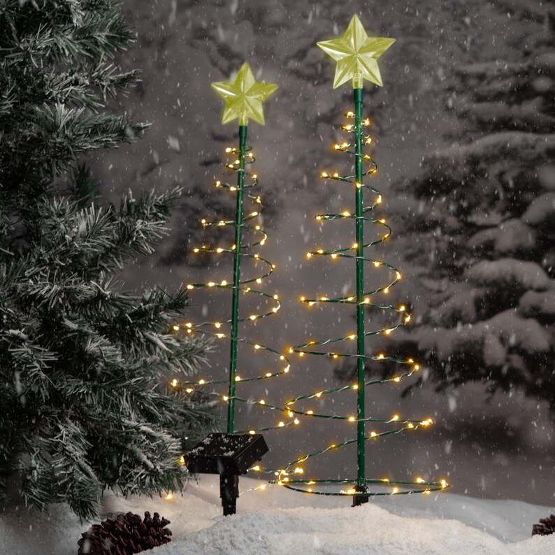 Solar Metal LED Christmas Tree Decoration String Lights Etsy