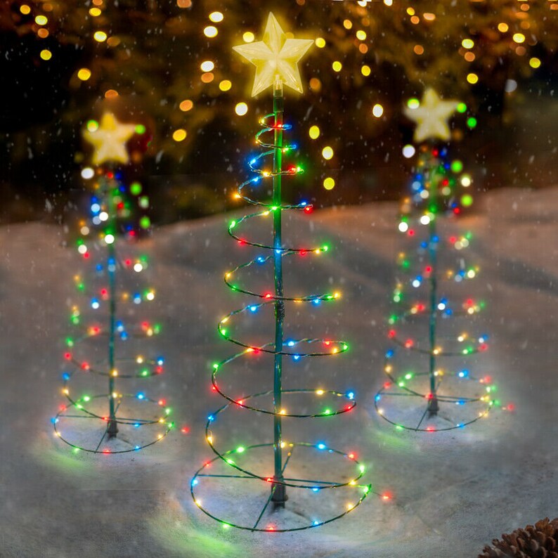 Solar Metal LED Christmas Tree Decoration String Lights | Etsy