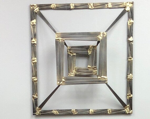 Uneven Squares - Metal Wall Sculpture - Brutalist Mid-Century style - wall mounted metal sculpture