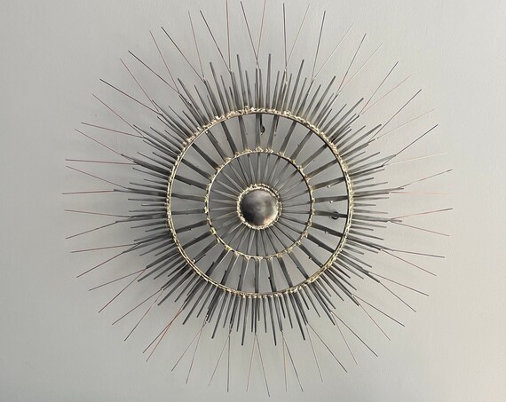Galactic Nuclei Sunburst - Brutalist Mid-Century style Metal Wall Sculpture