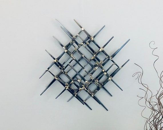 Over Under - Brutalist Mid-Century style Metal Wall Sculpture - rectangular