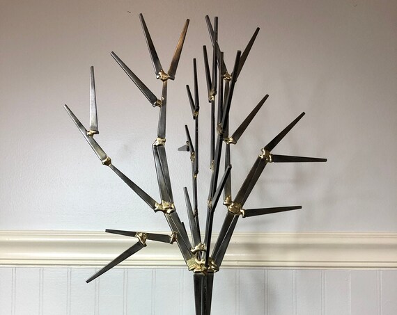 Metal Free Standing or Wall Sculpture - Standing Tree - Brutalist Mid-Century style