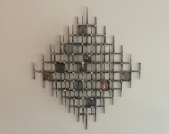 Mixed Rectangles - Brutalist Mid-Century style Metal Wall Sculpture
