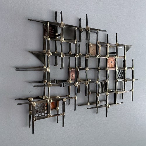 BARB WIRE Mid Century Modern Metal Wall Sculpture Signed by - Etsy