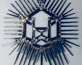 Metal Lyon, Kunst - Metall Wandskulptur - Brutalist Mid Century Modern Stil