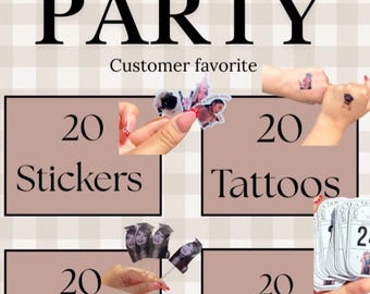 Party Custom Birthday Pack | Personalized Photo Cupcake Toppers, Stickers, Temporary Tattoos & Gran Malo Tags | 80 Piece Bundle
