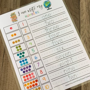 Number Tracing Practice - Numbers 1 through 10 - one through ten - number words - Busy Book - Homeschool Printable Activity