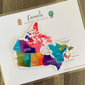 Kanada Druckbare Karte - Kinder Lernpuzzle - Beschäftigte Buchbinder Aktivität - Homeschool Geographie Unterricht Nordamerika - Digitaler Dateidownload
