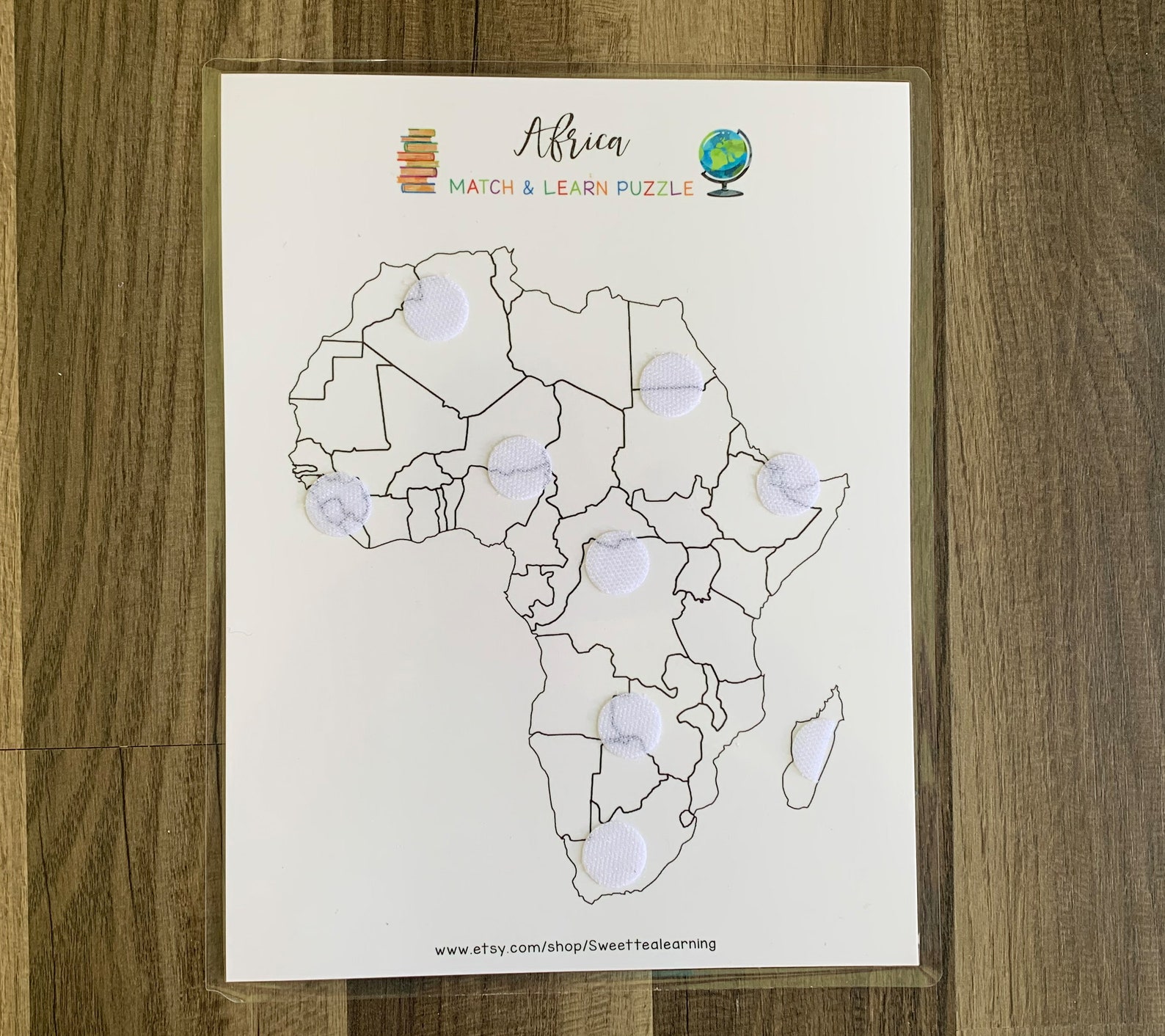 Africa Puzzle Map Kids Printable Learning Worksheet Busy Etsy