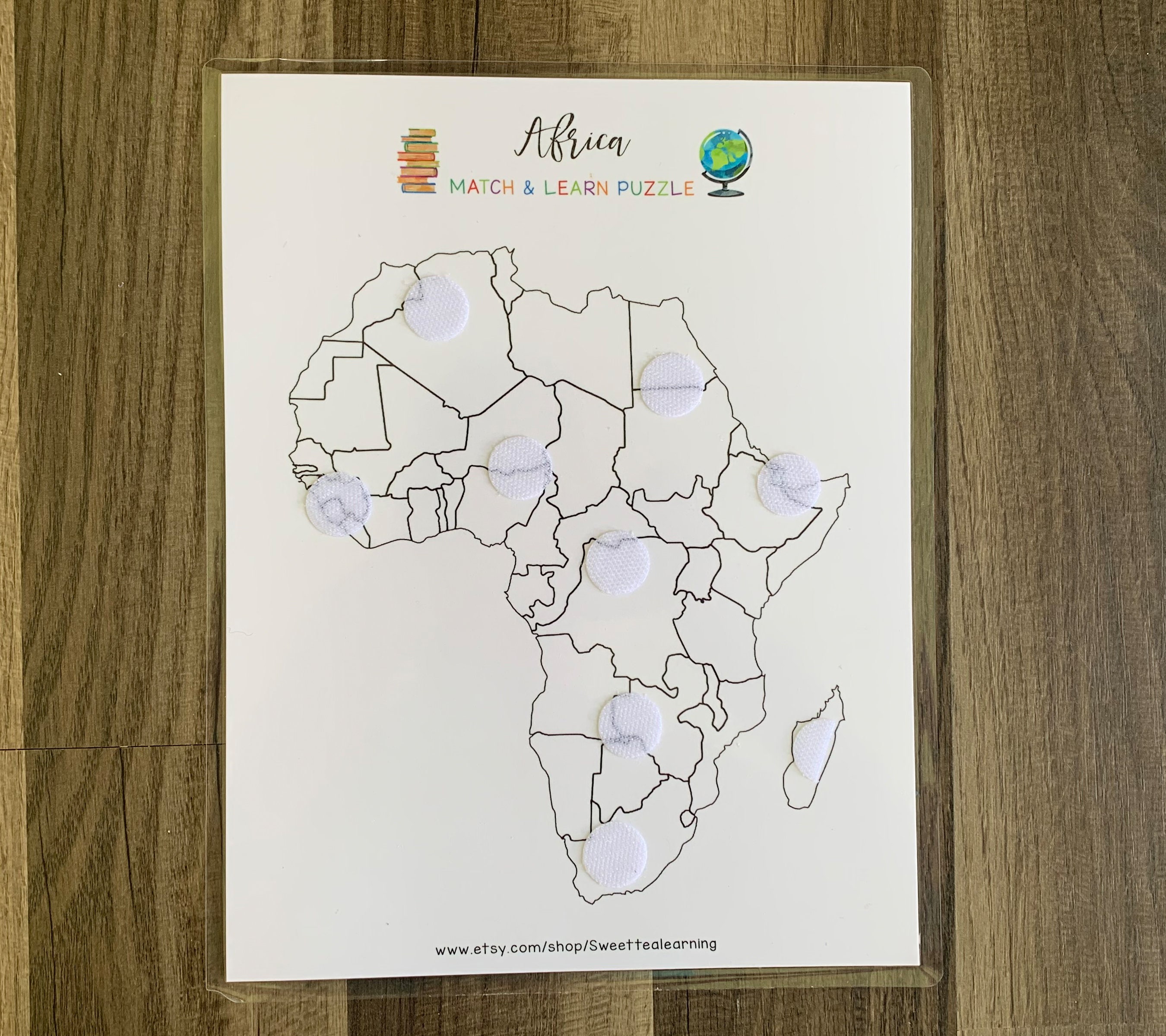 Africa Puzzle Map Kids Printable Learning Worksheet Busy Etsy Singapore