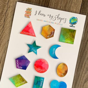 Shape Matching - Learning Games - Printable Puzzle - Homeschool Activities - Preschool - Kindergarten - Busy Book