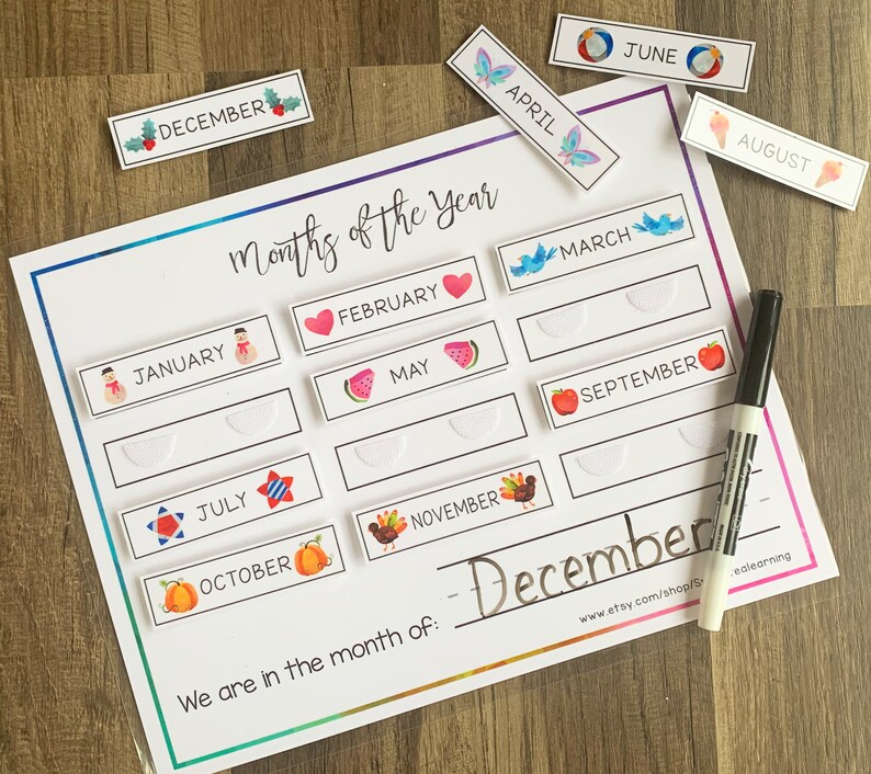 Months of the Year Puzzle - Preschool Kindergarten First Grade - Learning Games - Busy Binder Book - Activity Circle Time - Calendar Kids image 3