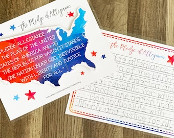 Trohetseden - USA - Arbetsbladslektion - Pusselspårningsblad - Patriotisk hemundervisning - Upptagen bokpärm
