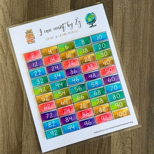 Counting by 2&#39;s - Two&#39;s Puzzle - Math Learning Twos - Preschool First Grade Kindergarten - Busy Book Binder Activity - Printable