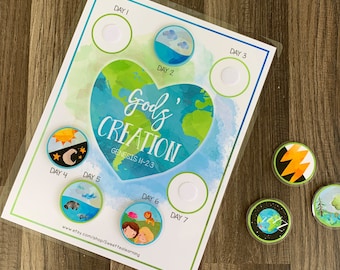 God's Creation Learning Puzzle - Seven Day of Creation Lesson Plan Game - Preschool Homeschool - Kids Bible Study Tools Resources