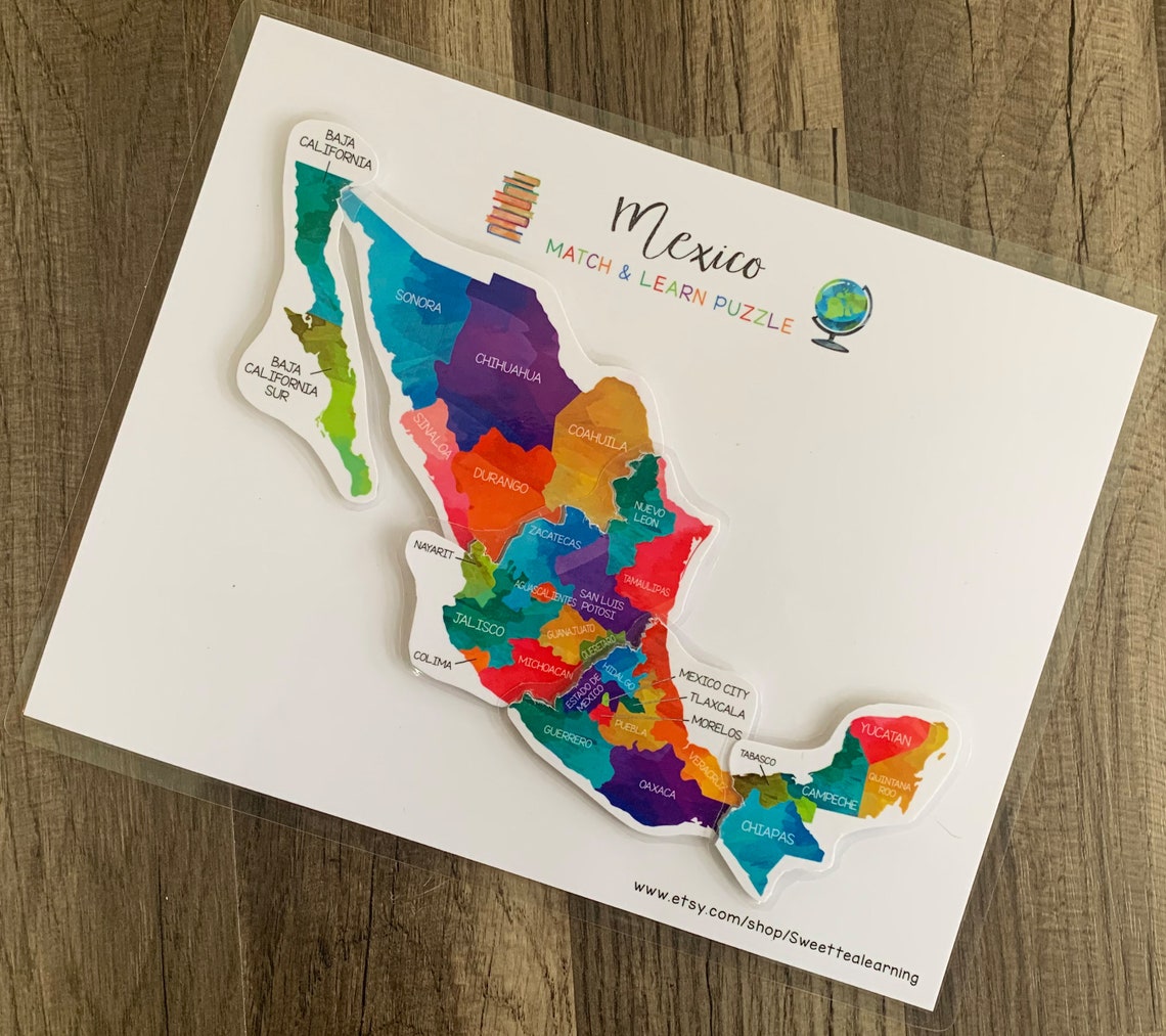 Rompecabezas de mapa de México Etsy