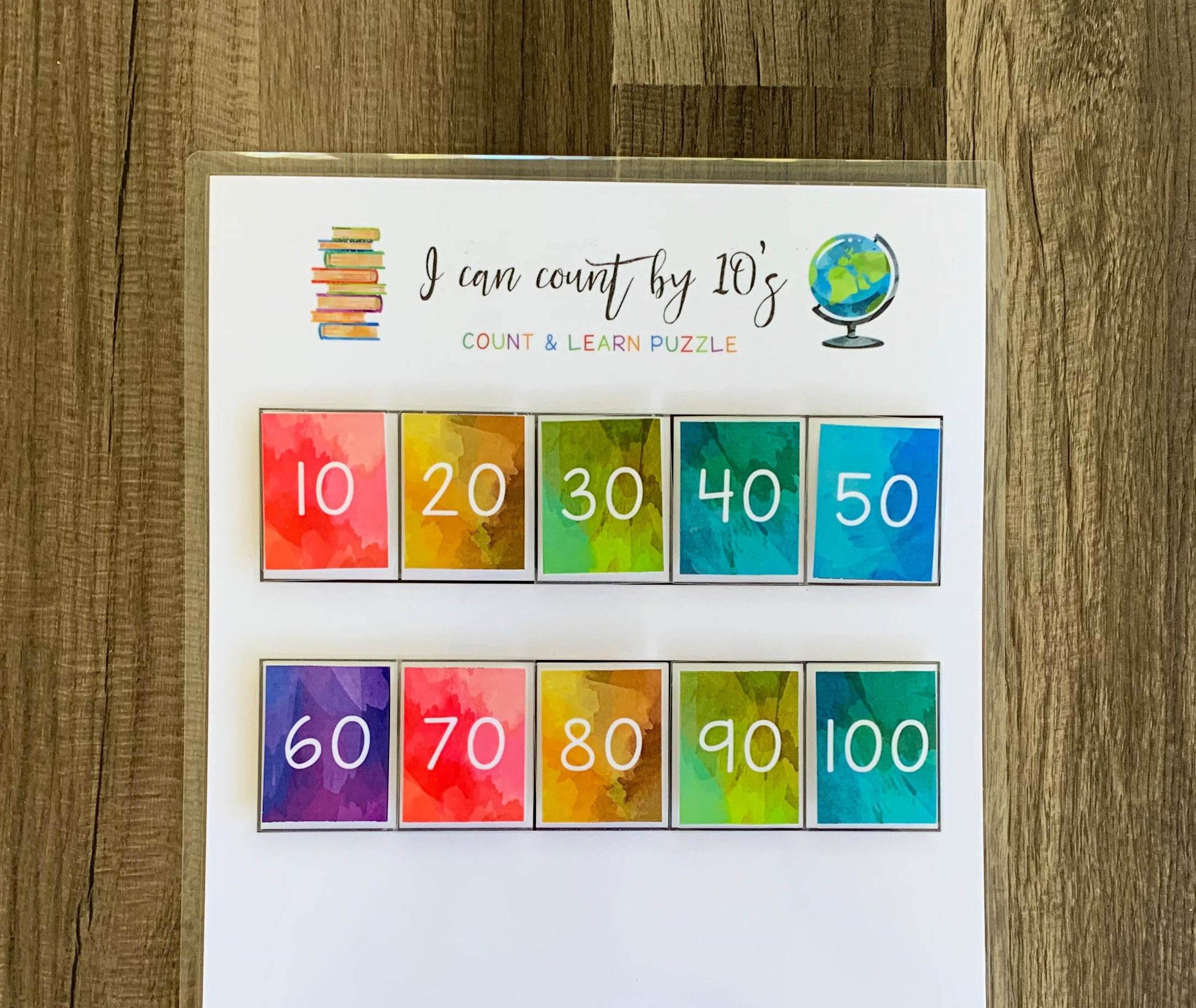 Counting by 10's puzzle - Tens Family - Preschool Numbers - First Grade - Printable Activity - Busy Book - Homeschool