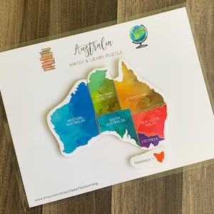 Australien Kartenpuzzle - Weltorte - Geographie Homeschool Lesson - Kinder beschäftigt Buchbinder Aktivität - Lernwerkzeuge für Kinder
