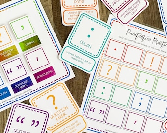 Punctuation Practice Set - Homeschool Sentence Punctuation Practice - Learning to Write Lesson - Activity Book Binder
