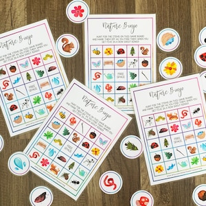 Kids Nature Bingo Game - Outdoor Activity - Printable Learning Games - Family Fun Time - Homeschool Preschool - Digital File