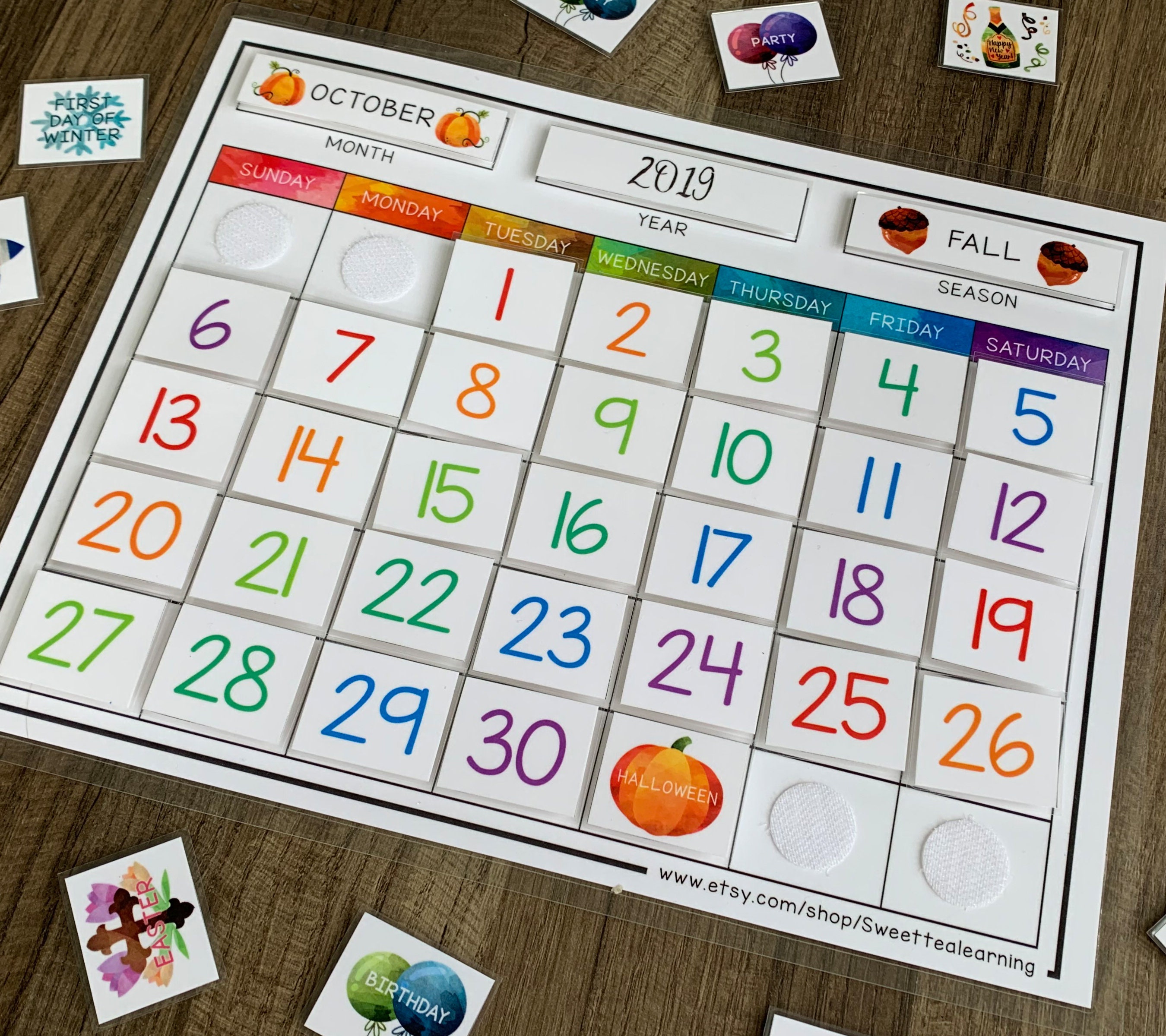 Perpetual Learning Calendar Printable Calendar Homeschool - Etsy