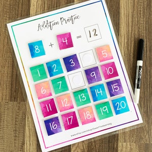 Addition Practice - Math Adding Worksheet - Homeschool Lesson - Busy Book Binder Activity - Preschool Kindergarden First Grade