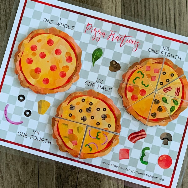 Pizza Fraction Puzzle - First Second Grade - Homeschool Curriculum - Fractions Lesson - Busy Book Binder Digital File