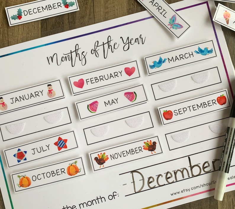 Months of the Year Puzzle - Preschool Kindergarten First Grade - Learning Games - Busy Binder Book - Activity Circle Time - Calendar Kids image 1