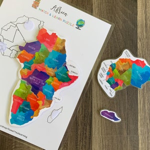 Afrika Puzzle Map - Kinder druckbares Lernarbeitsblatt - beschäftigt Buch Aktivität Mappe - Geographie Geschichte Homeschool Lesson - digitale Datei