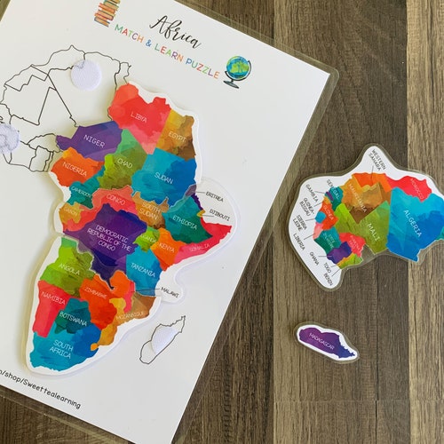 Africa Puzzle Map Kids Printable Learning Worksheet Busy - Etsy