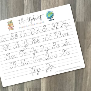 Cursive Letter Tracing Practice - Preschool First and Second Grade - Homeschool - Teacher Learning Tools - Printable Digital File Download