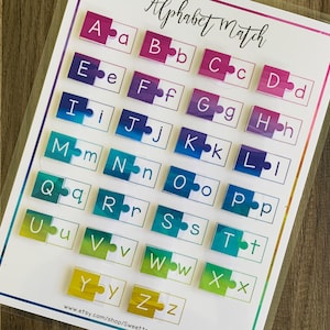 Alphabet Match Puzzle - Kids Letter Game - Preschool Homeschool Kindergarten - Digital File Lesson Schoolwork  - Busy Book Binder Activity