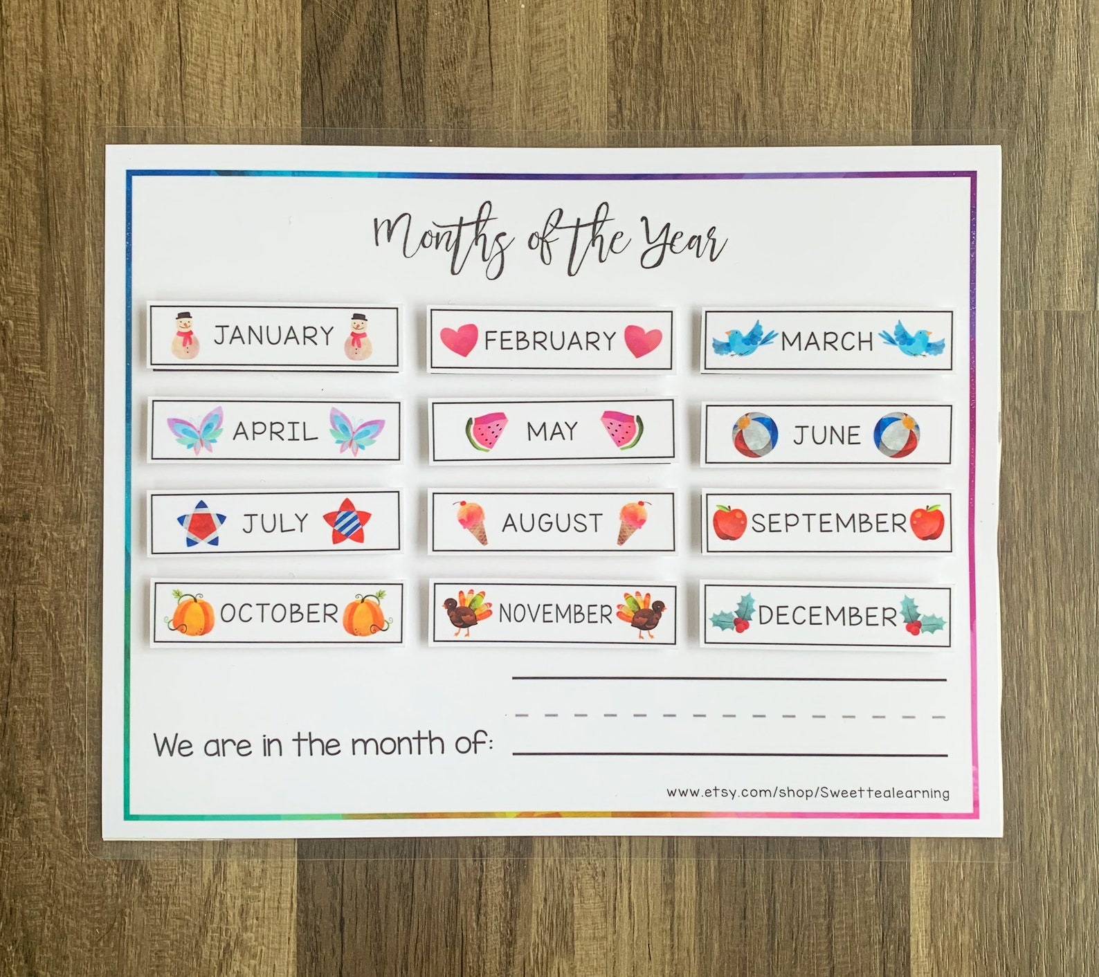 Months of the Year Puzzle Preschool Kindergarten First Grade Etsy