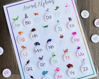 Animal Alphabet Puzzle - Preschool Learning - Kindergarten First Grade - Busy Book Binder Activity - Learning Center - Homeschool Printable