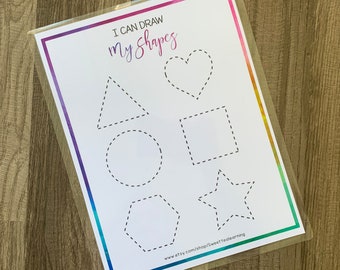 Shape Tracing Practice Worksheet - Preschool Learning - Homeschool Printable Activity - Busy Book Binder