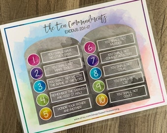 Ten Commandments Printable Puzzle - Kids Bible Game - Homeschool Curriculum Download - Christian Childrens Study Tool