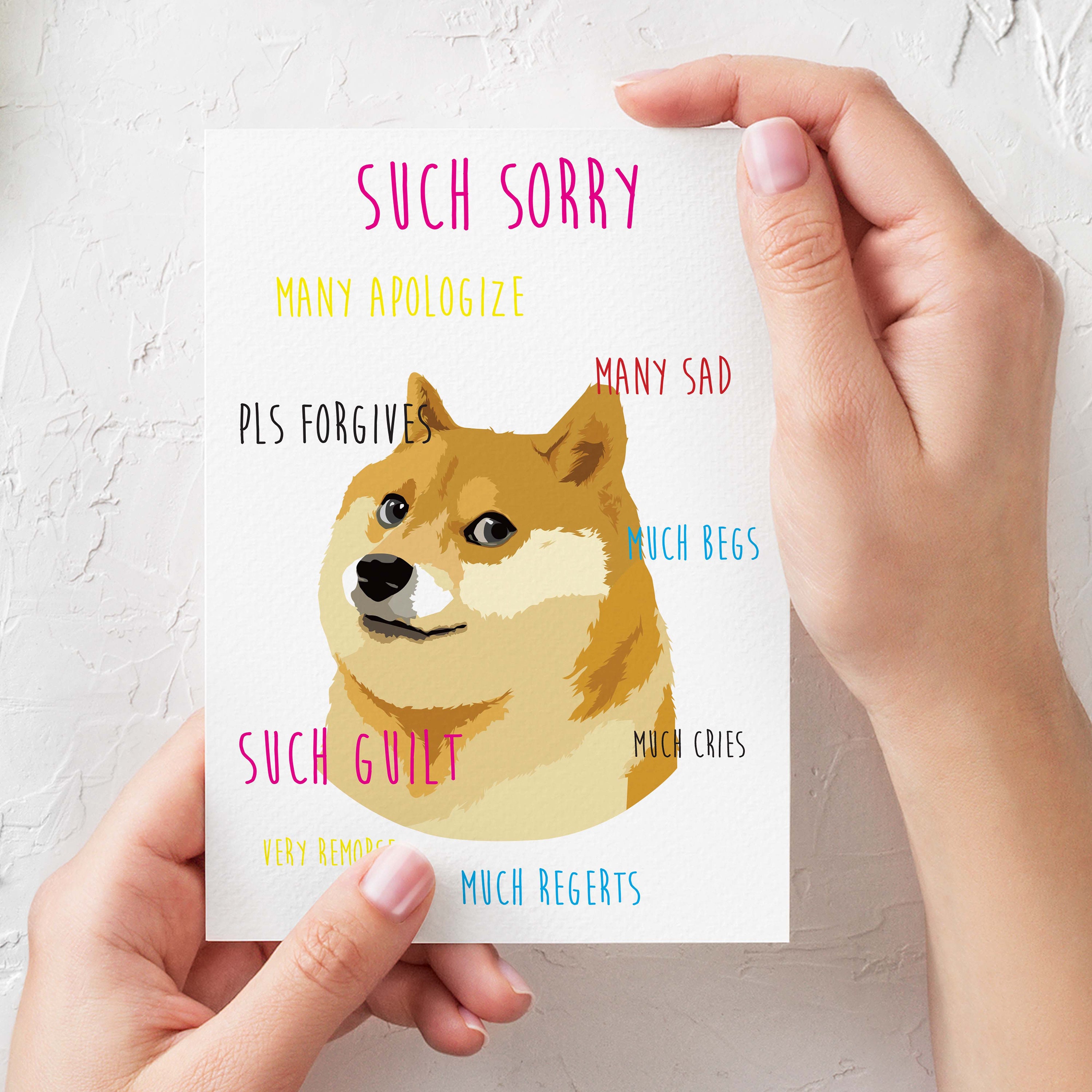 Cute dog Funny I'm sorry card Funny Doge meme card Funny Etsy