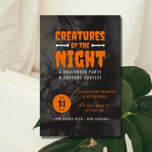 Halloween Party Invitation Template - Instant Digital Download - Card, Scary Invite, Party Flyer, Printable 2021 Invitations editable