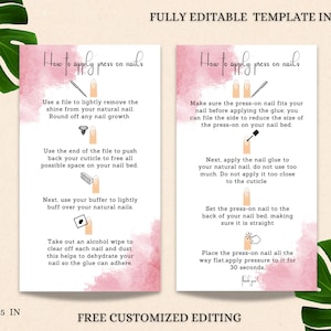 Modelo editável de cuidados posteriores para unhas, instruções de manicure para impressão, dicas de cuidados posteriores, salão de beleza, dicas de cartão de visita minimalista