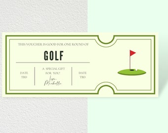 Surprise Golf Trip Ticket Gift, Surprise Trip, Gift Voucher Certificate Ticket Template for Any Occasion - Editable in Canva / Printable