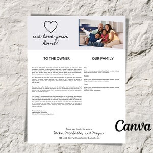 Plantilla de carta de oferta de vivienda, carta editable, carta de oferta de vendedor de comprador de vivienda imprimible, plantilla de Canva de bienes raíces 2022